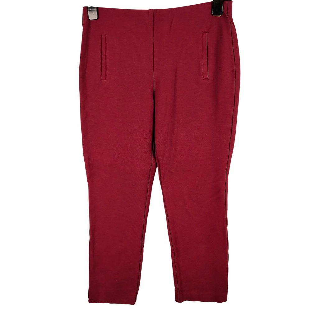 Chicos Womens SZ 0.5 Ankle Pants Burgundy Rayon Blend Business Casual Chic